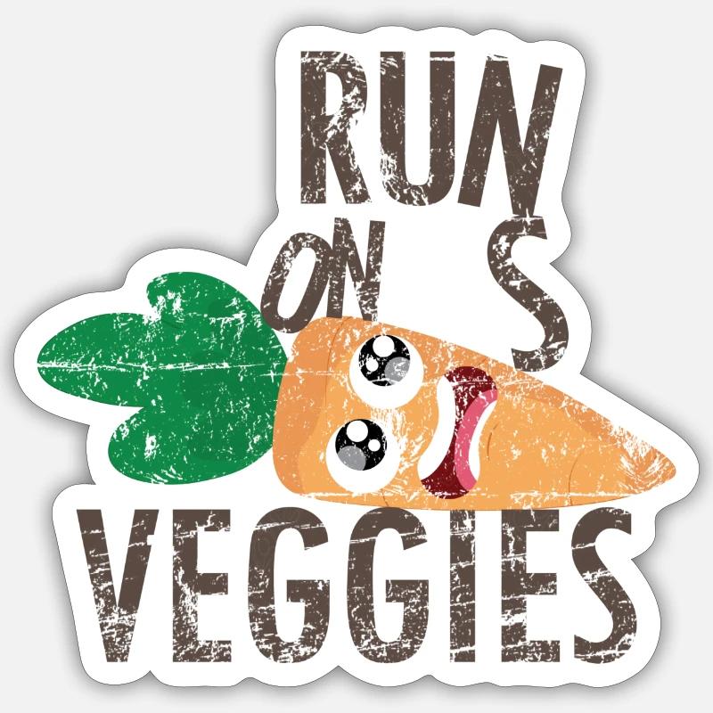 Runs on Veggies Vegetarier Geschenk Idee Vegan - Sticker Größe S (10 x 10 cm) - Mattweiß