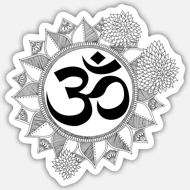 Om Mandala - Sticker taille S (10 x 10 cm) - blanc mat