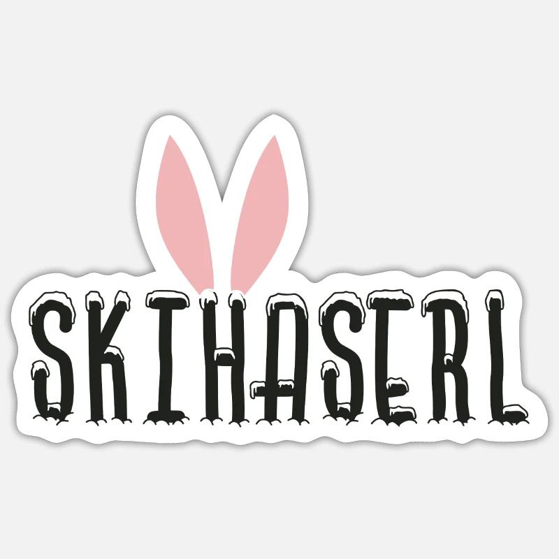 Ski Ski with ears - Sticker size S (10 x 10 cm) - white matte
