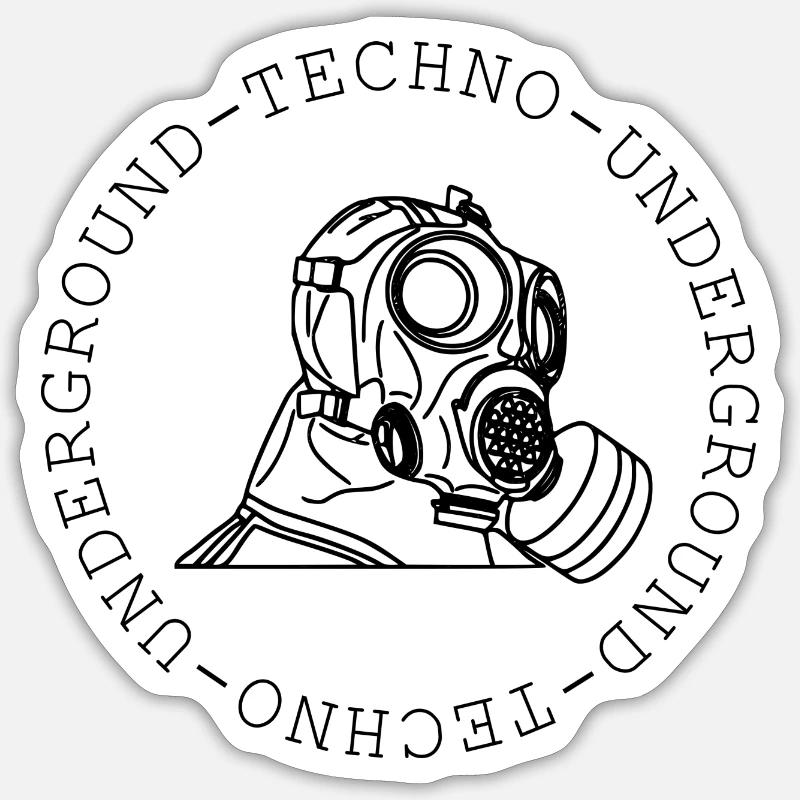 Techno - musica techno - maschera antigas - underground Sticker formato S (10 x 10 cm)