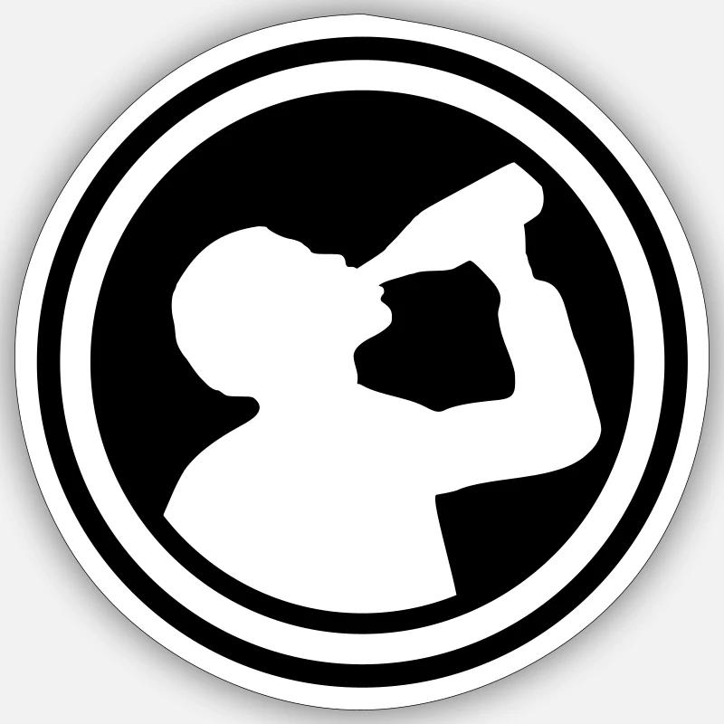 Alcool boire - Sticker taille S (10 x 10 cm) - blanc mat