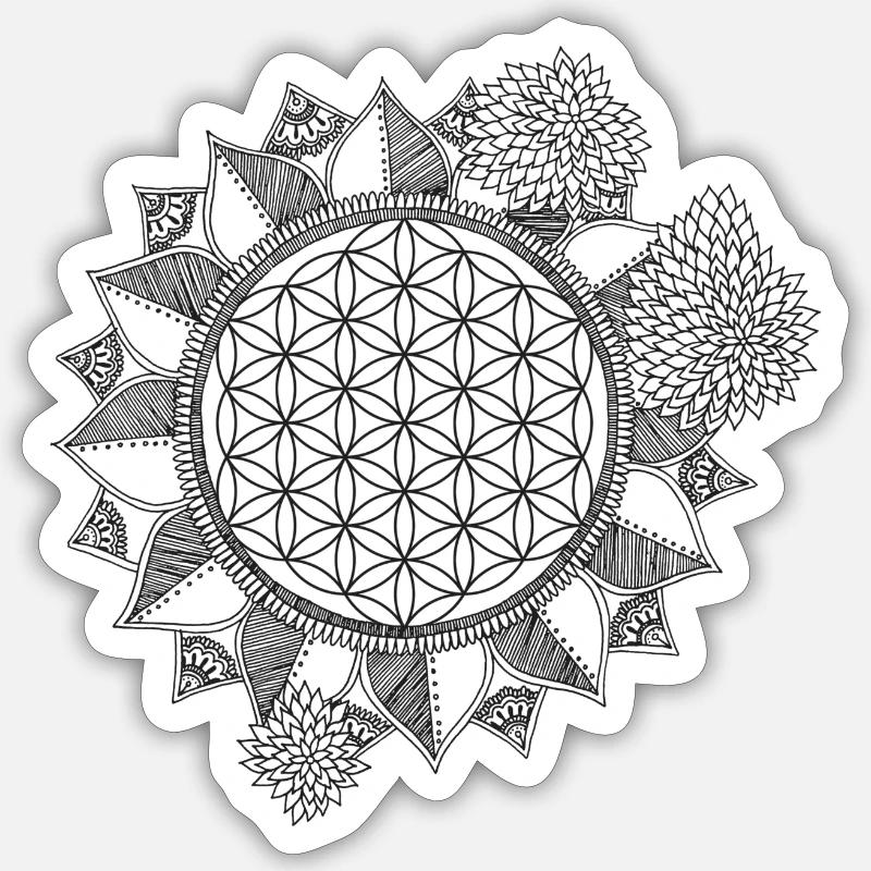 fleur de la vie - Sticker taille S (10 x 10 cm) - blanc mat