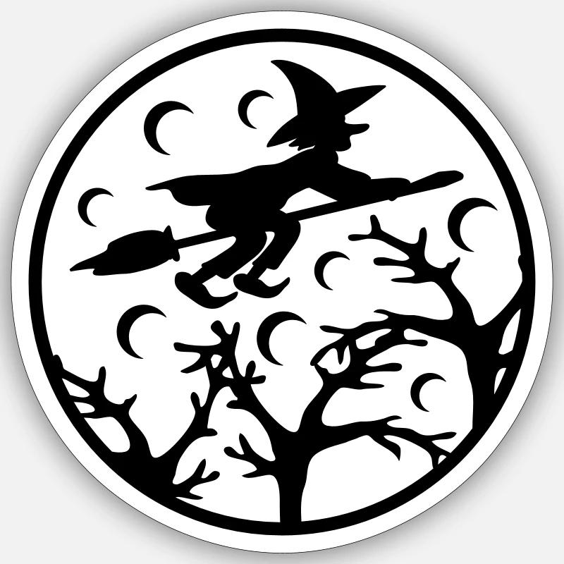 Witch Moon - Sticker Größe S (10 x 10 cm) - Mattweiß