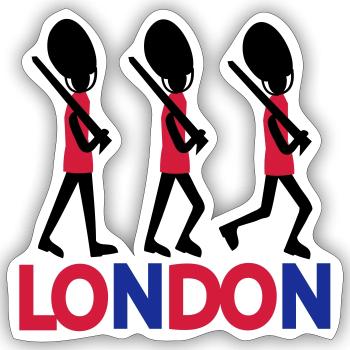 LONDON Text Königin Wache - Sticker Größe S (10 x 10 cm) - Mattweiß - Vorne