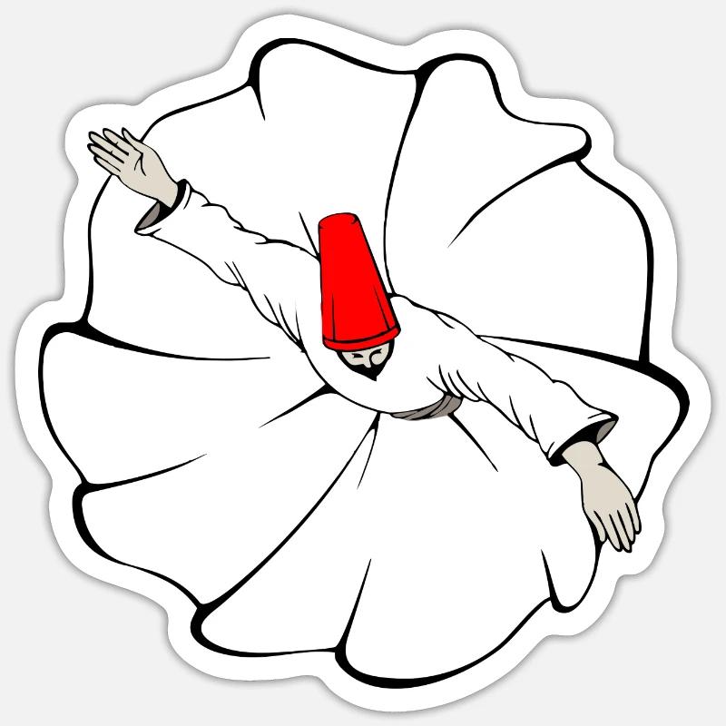 Danseur de derviche soufi Sticker taille S (10 x 10 cm)