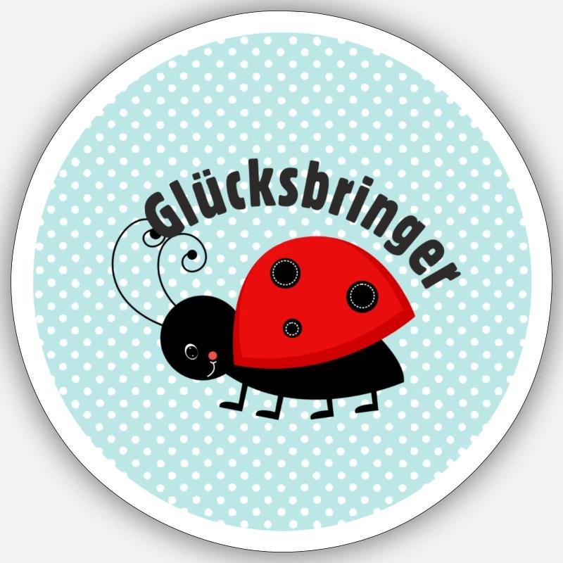 Glücksbringer Button Marienkäfer - Sticker Größe S (10 x 10 cm) - Mattweiß