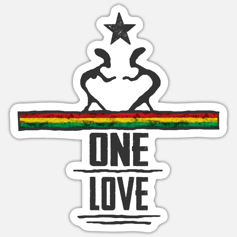 uno ama il reggae - Sticker formato S (10 x 10 cm) - bianco opaco