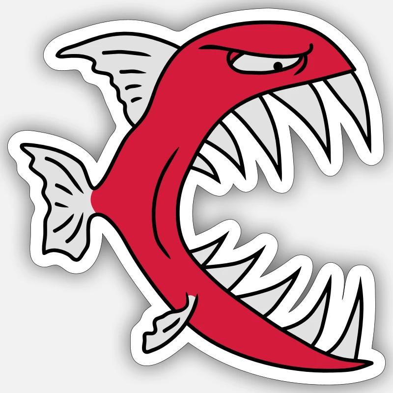 Monster Fish - Sticker taille S (10 x 10 cm) - blanc mat