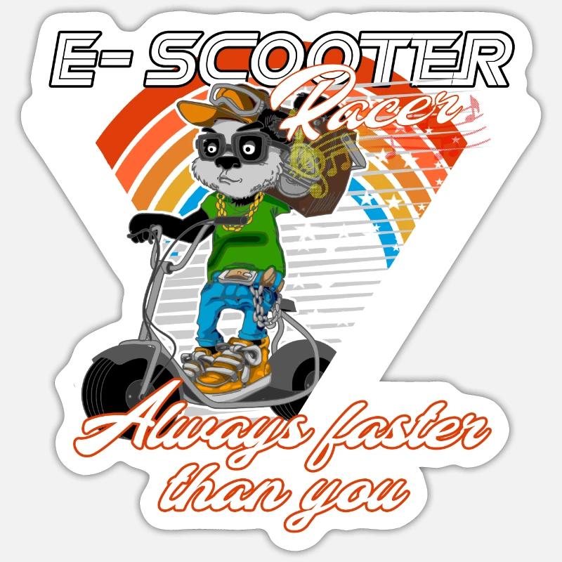 Escooter Electricscooter Panda - Sticker Größe S (10 x 10 cm) - Mattweiß