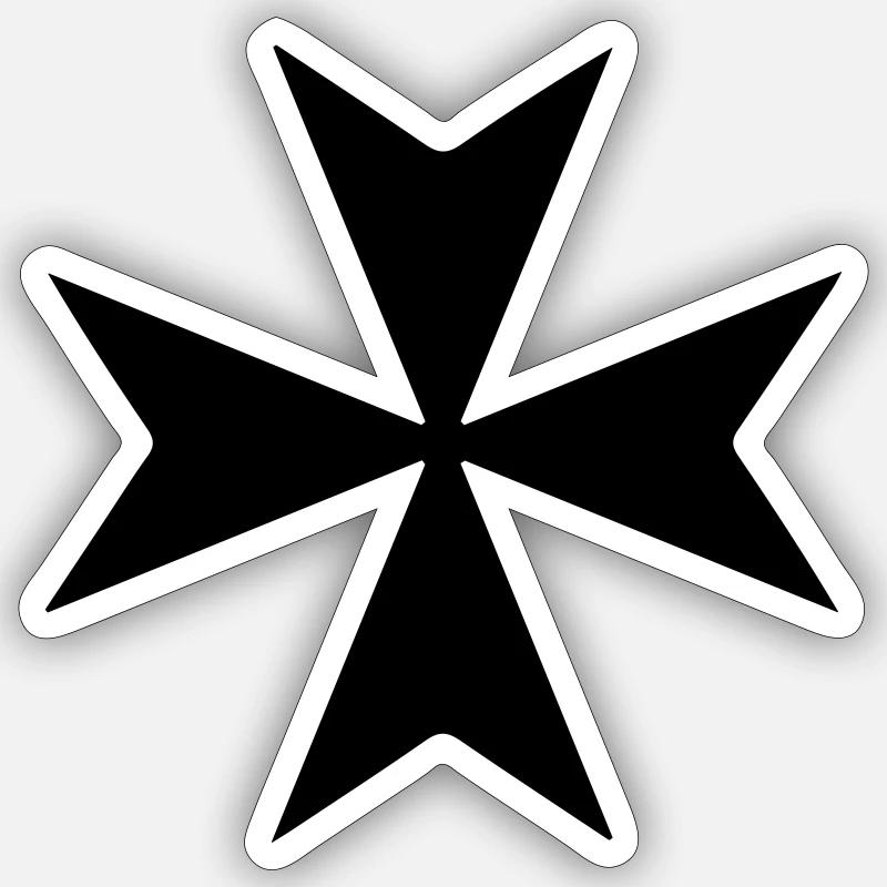maltese_cross - Sticker taille S (10 x 10 cm) - blanc mat