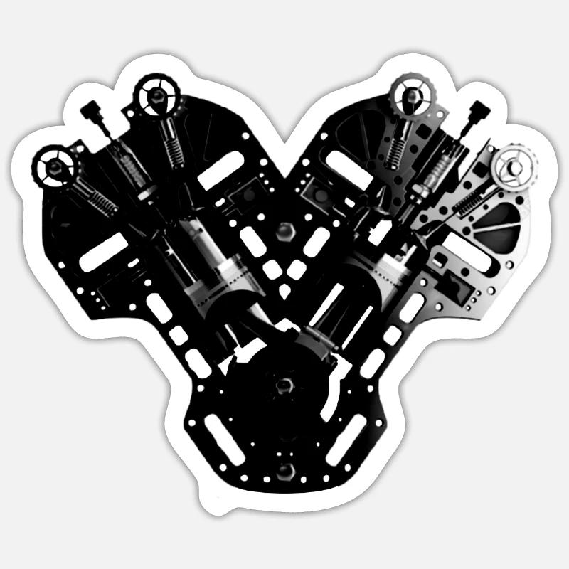 V6 V8 Motor Engine Sticker Größe S (10 x 10 cm)