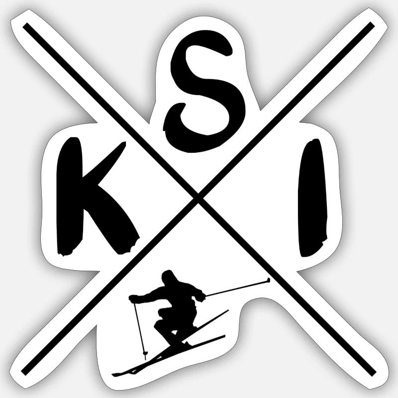 Ski X - Sticker Größe S (10 x 10 cm) - Mattweiß