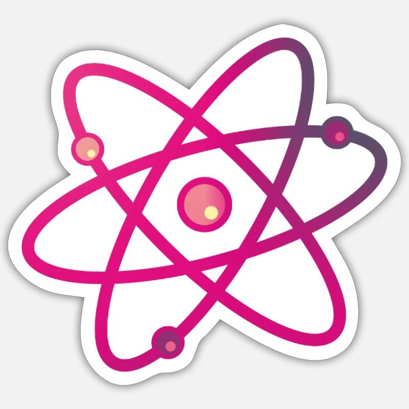 Atome multicolore neutron électron Sticker taille S (10 x 10 cm)