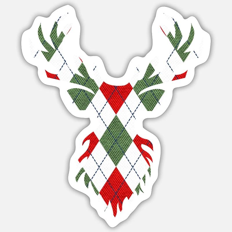 Cerf double exposition Sticker taille S (10 x 10 cm)