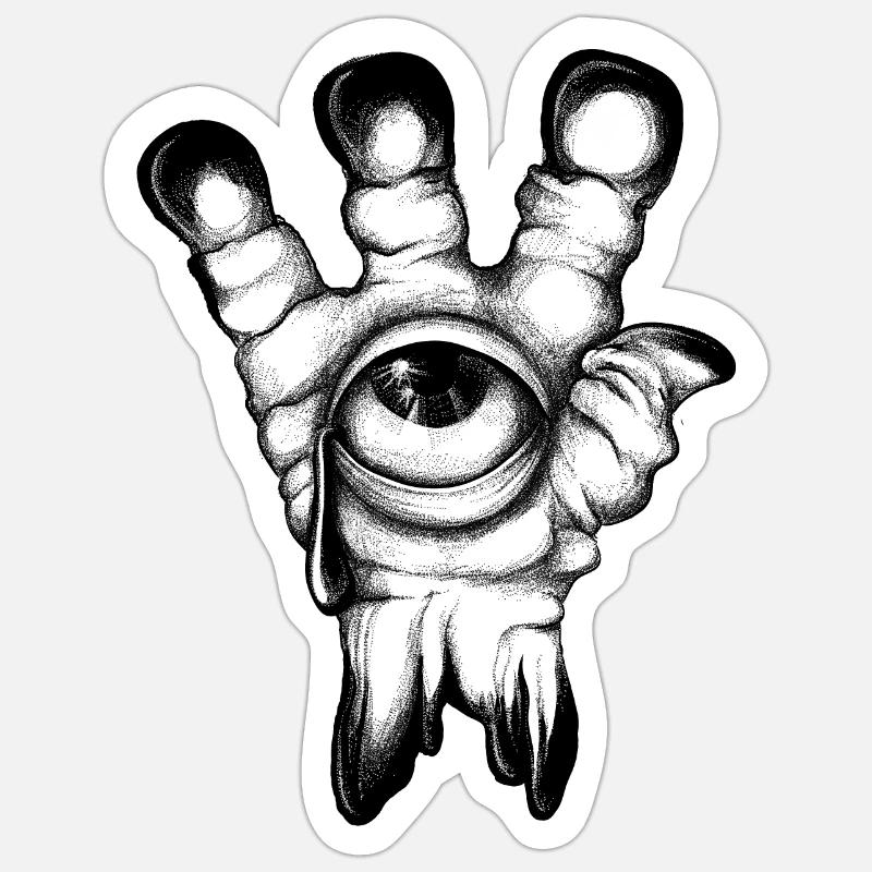 Main étrangère - Sticker taille S (10 x 10 cm) - blanc mat