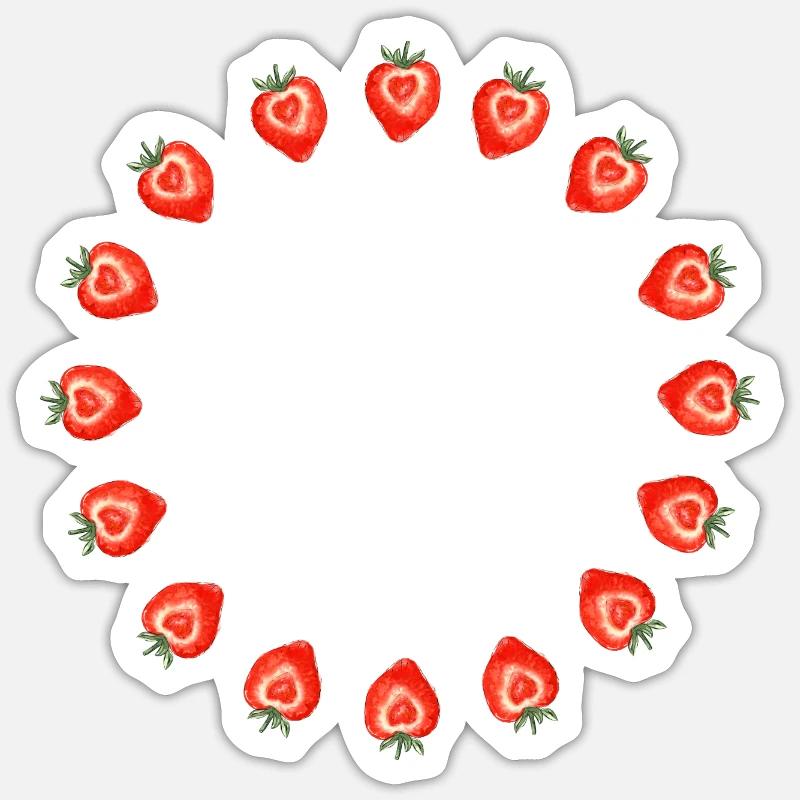 Fraises - Sticker taille S (10 x 10 cm) - blanc mat