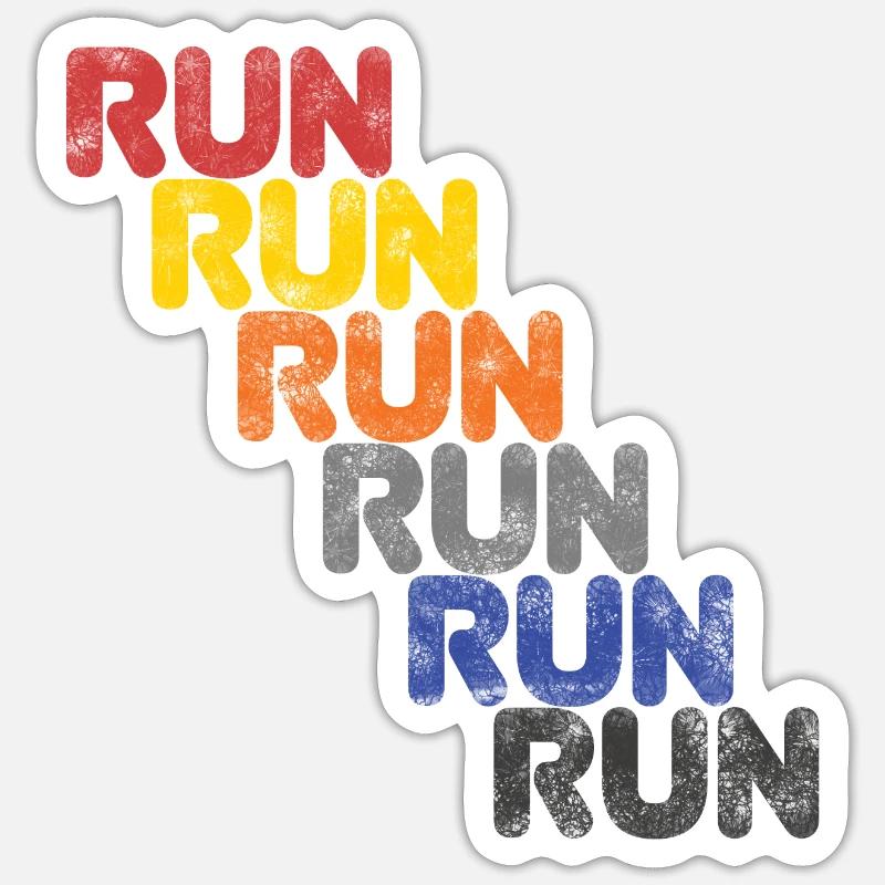 Run Run Run - Maillot de course - Sticker taille S (10 x 10 cm) - blanc mat