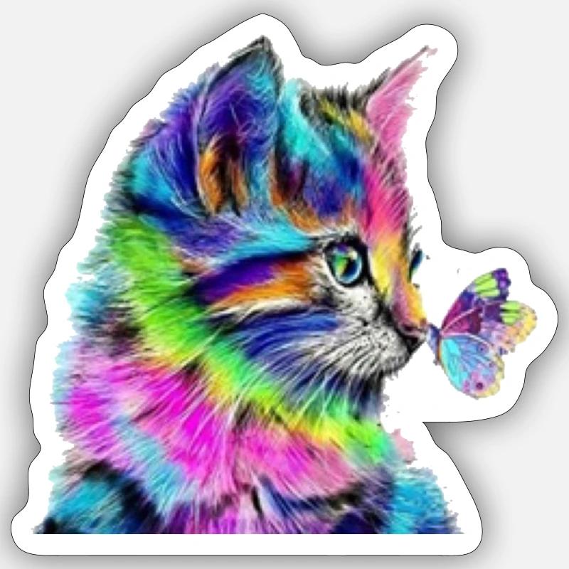 Chat bébé - Sticker taille S (10 x 10 cm) - blanc mat