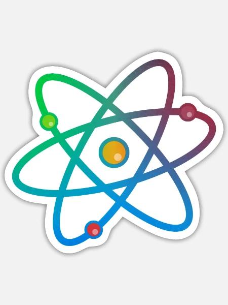 Buntes Atom Neutron Elektron - Sticker Größe S (10 x 10 cm) - Mattweiß