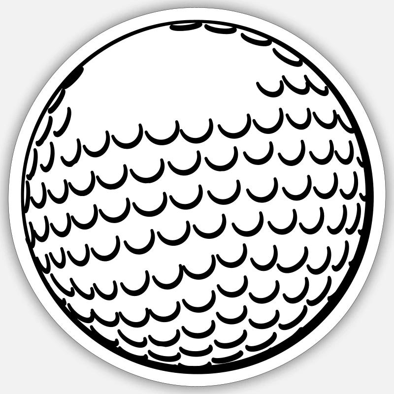 Golf Balle - Sticker taille S (10 x 10 cm) - blanc mat