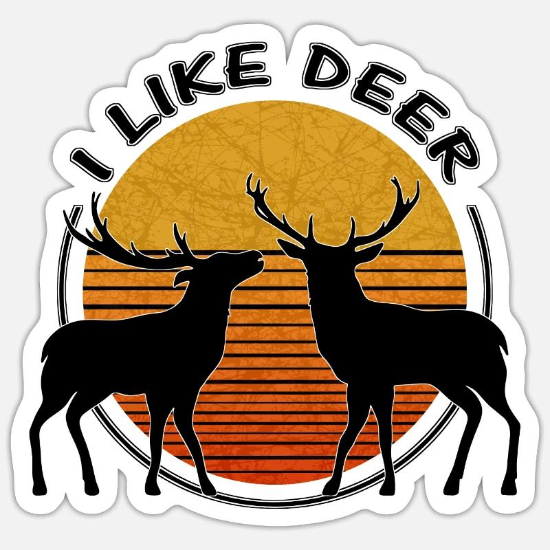 Deux cerfs - Sticker taille S (10 x 10 cm) - blanc mat