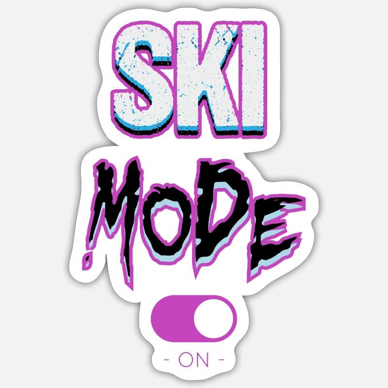 Ski mode-on - Sticker size S (10 x 10 cm) - white matte
