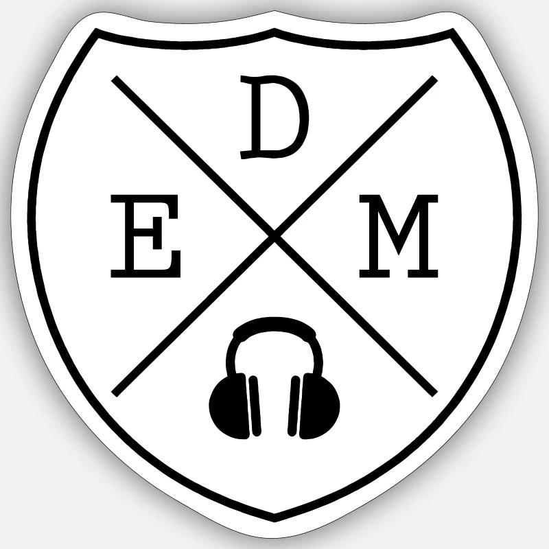 EDM Electro Techno Rave - Sticker taille S (10 x 10 cm) - blanc mat