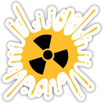 atomic symbol radioactive warning caution note - Sticker size S (10 x 10 cm) - white matte - Front