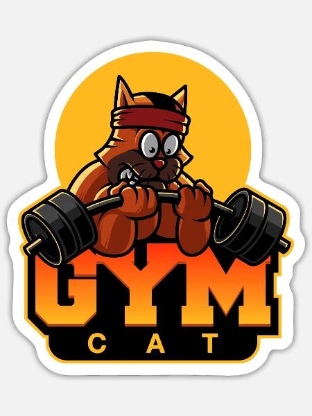 Gym Katze Gewichtheben Hantel Starke Dunkel Lustig - Sticker Größe S (10 x 10 cm) - Mattweiß