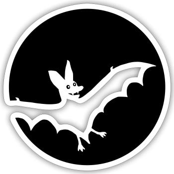 Fledermausmond - Sticker Größe S (10 x 10 cm) - Mattweiß - Vorne
