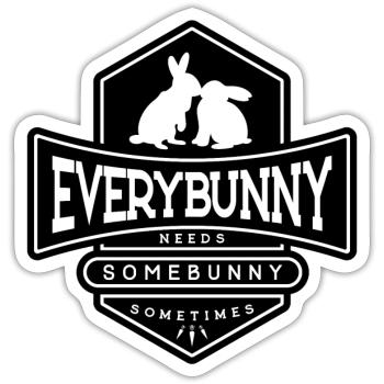 Chaque lapin a besoin d’un câlin de lapin Noir - Sticker taille S (10 x 10 cm) - blanc mat - Devant