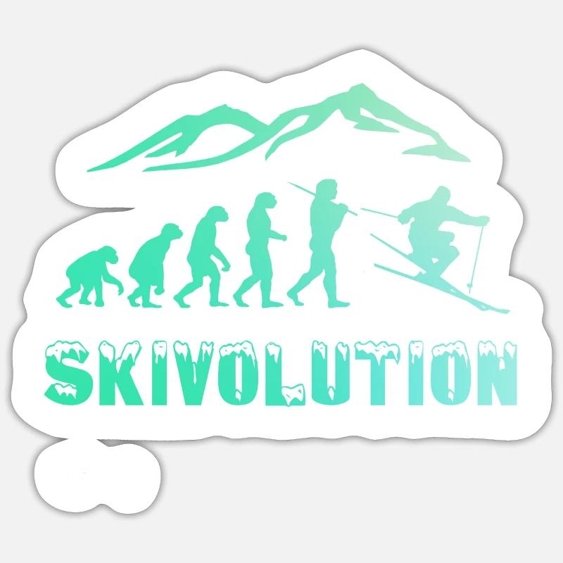 Ski Evolution Skifahrer Schnee Winter Sticker Größe S (10 x 10 cm)