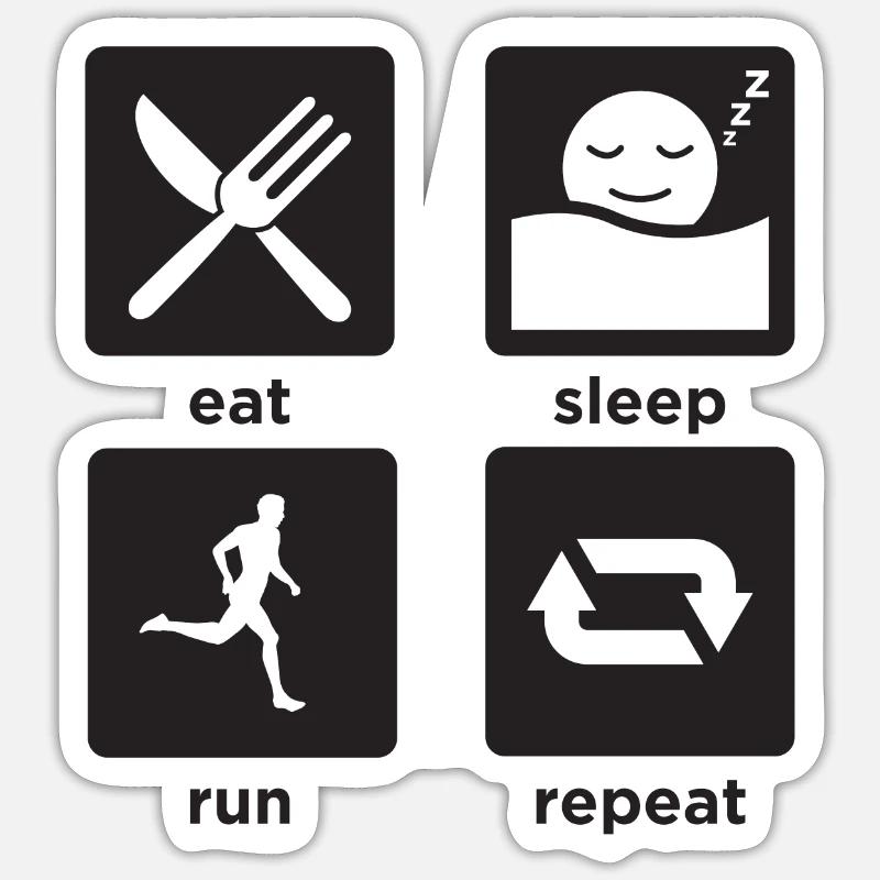 Run Run Run - Sticker taille S (10 x 10 cm) - blanc mat