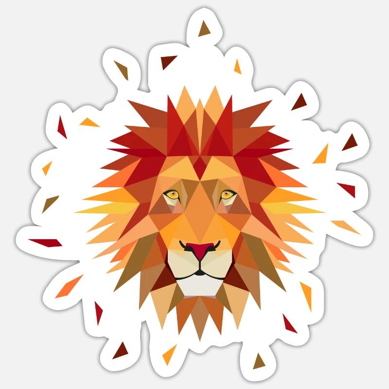 Löwe Low poly - Sticker Größe S (10 x 10 cm) - Mattweiß