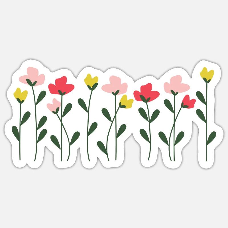 Nature design - pré de fleurs - Sticker taille S (10 x 10 cm) - blanc mat