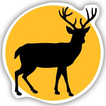 Hirsch mit Mond und Sonnenuntergang - Sticker Größe S (10 x 10 cm) - Mattweiß - Vorne