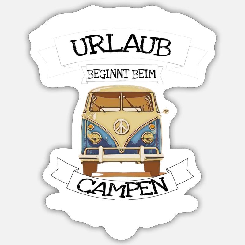 Holidays begin with camping - Sticker size S (10 x 10 cm) - white matte