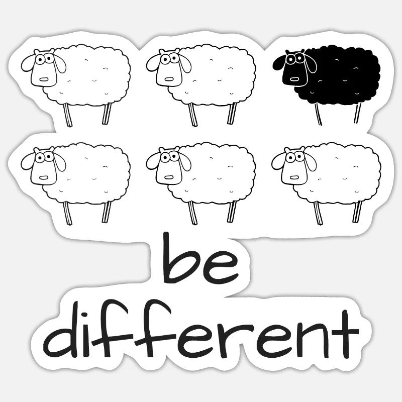 Sei anders - ein schwarzes Schaf - Sticker Größe S (10 x 10 cm) - Mattweiß