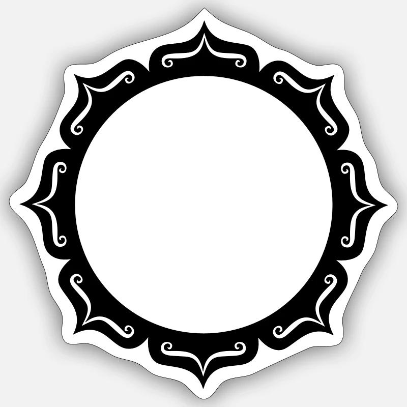 Lotus, Blume, Rahmen, Vorlage, Dein Text, Kreis, - Sticker Größe S (10 x 10 cm) - Mattweiß