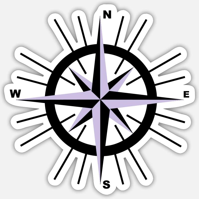 Compass nautique - Sticker taille S (10 x 10 cm) - blanc mat
