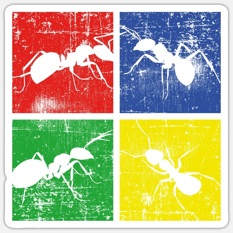 Fourmis - Sticker taille S (10 x 10 cm) - blanc mat