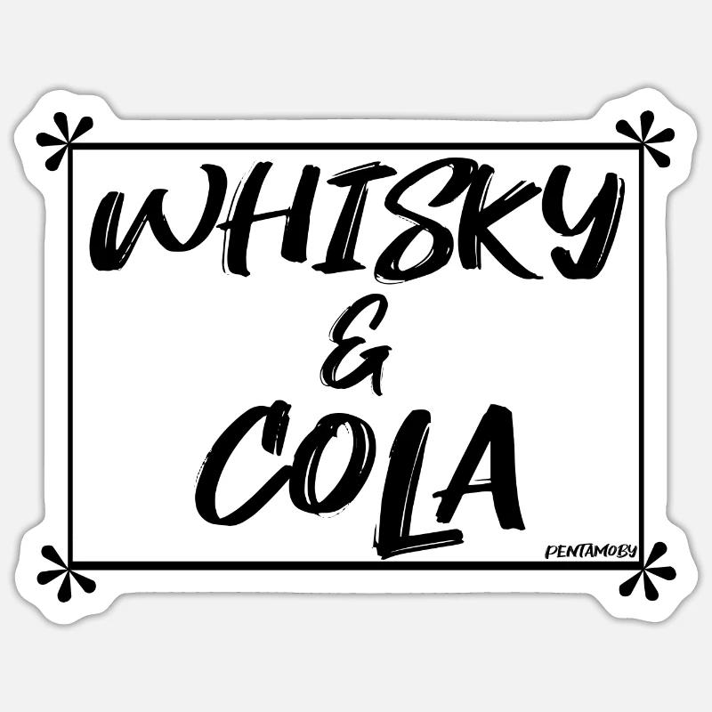 WHISKY et COLA (affiche) - Sticker taille S (10 x 10 cm) - blanc mat