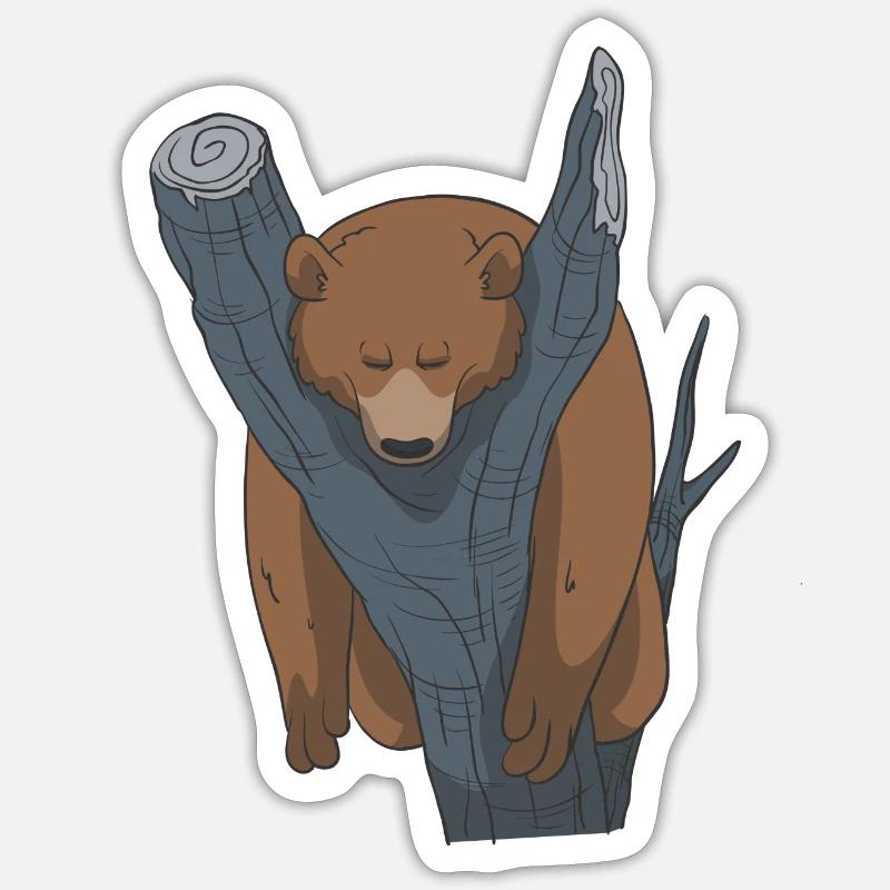 Schlafender Bär Geschenk Idee - Sticker Größe S (10 x 10 cm) - Mattweiß