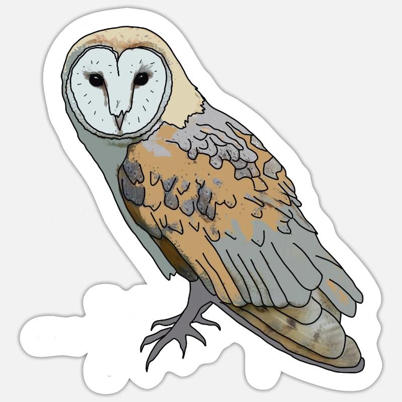 Eule - Schleiereule - Sticker Größe S (10 x 10 cm) - Mattweiß