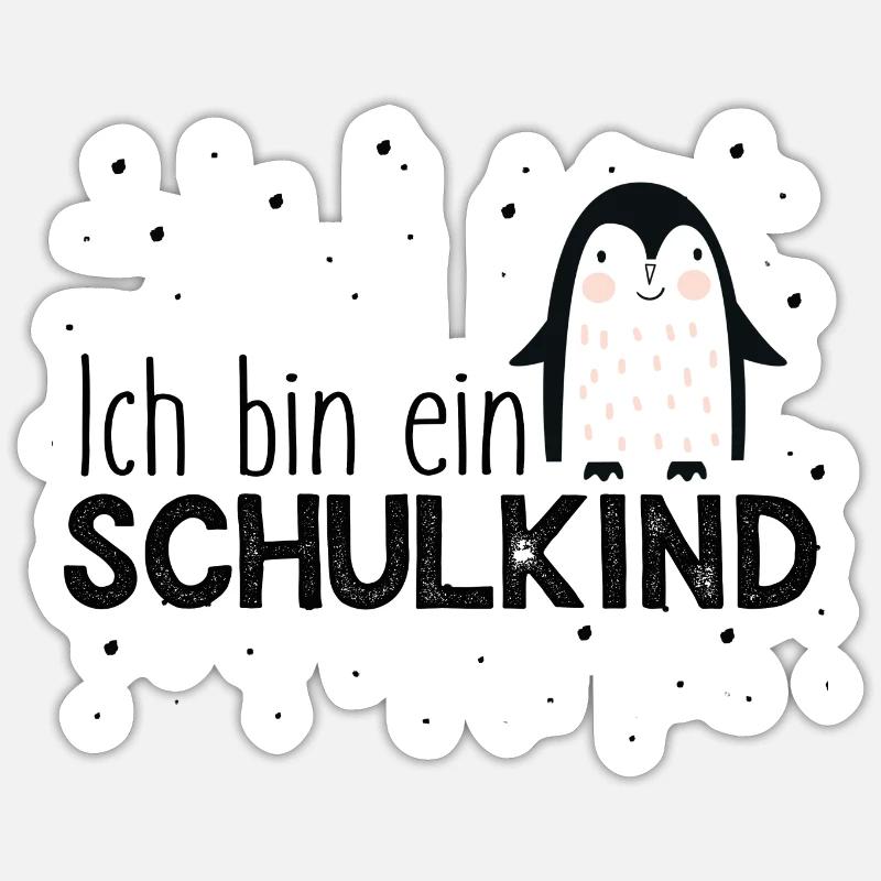 Ich bin ein Schulkind - Erstklässler - Pinguin - Sticker Größe S (10 x 10 cm) - Mattweiß