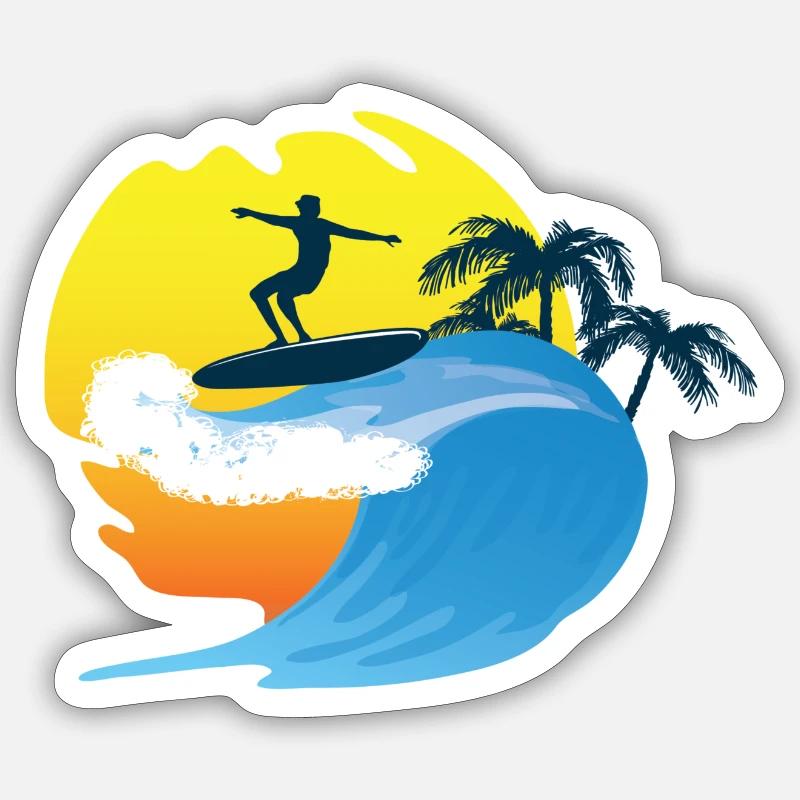 Surfer - Sticker taille S (10 x 10 cm) - blanc mat