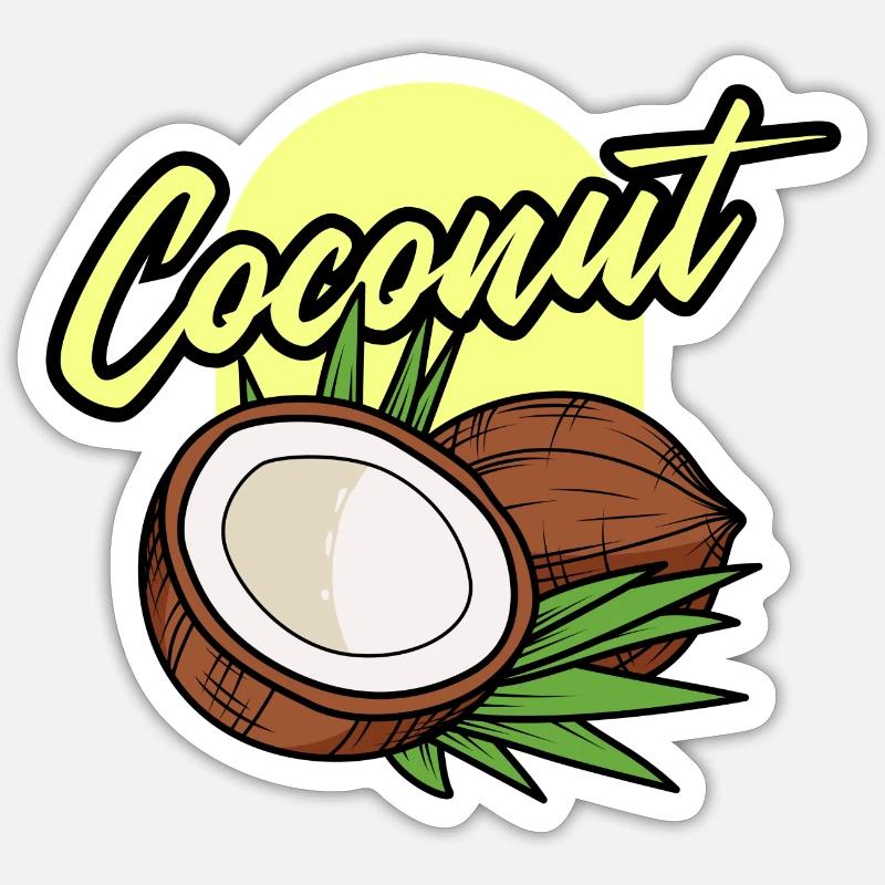 Noix de coco Cadeau cool d’été - Sticker taille S (10 x 10 cm) - blanc mat