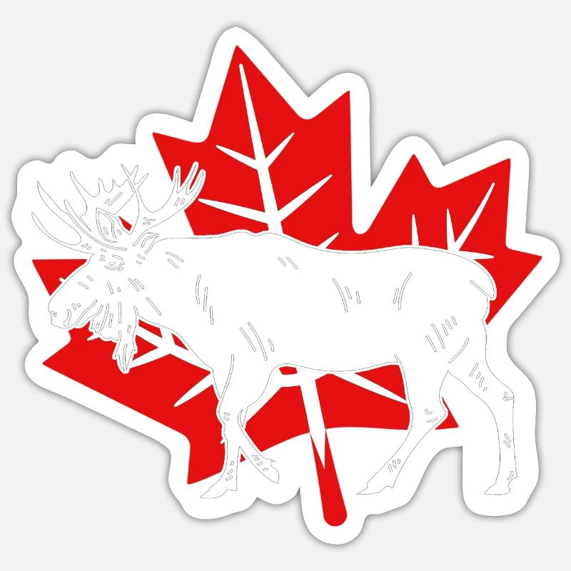 Feuille d'érable d'orignal du Canada - Sticker taille S (10 x 10 cm) - blanc mat