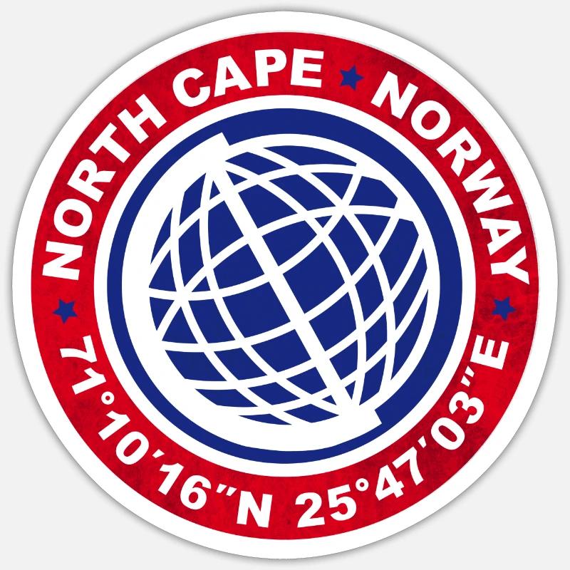 NORTH CAPE NORVÈGE - Sticker taille S (10 x 10 cm) - blanc mat
