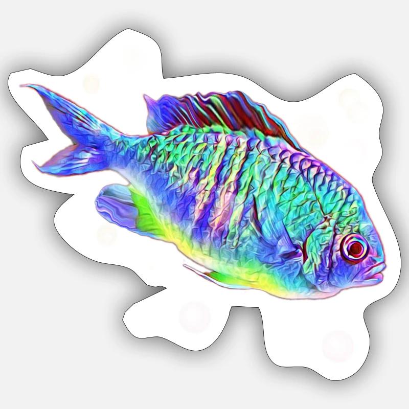 Poisson - Sticker taille S (10 x 10 cm) - blanc mat